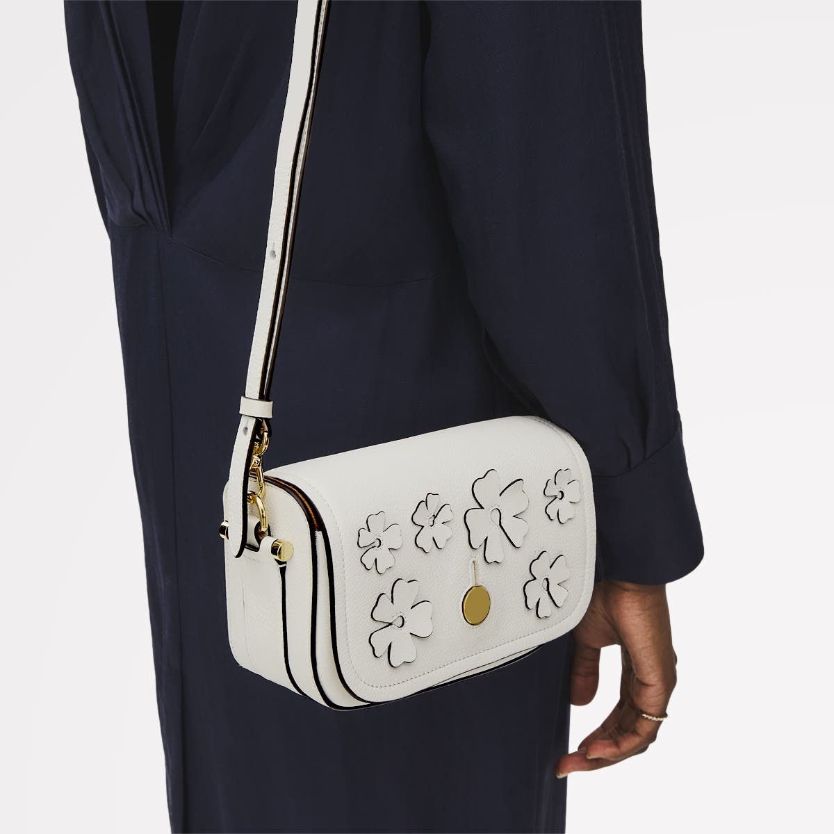 Radley Bathurst Mews - Cutwork Floral Small Flapover Crossbody Bag, Alternate, color, Chalk