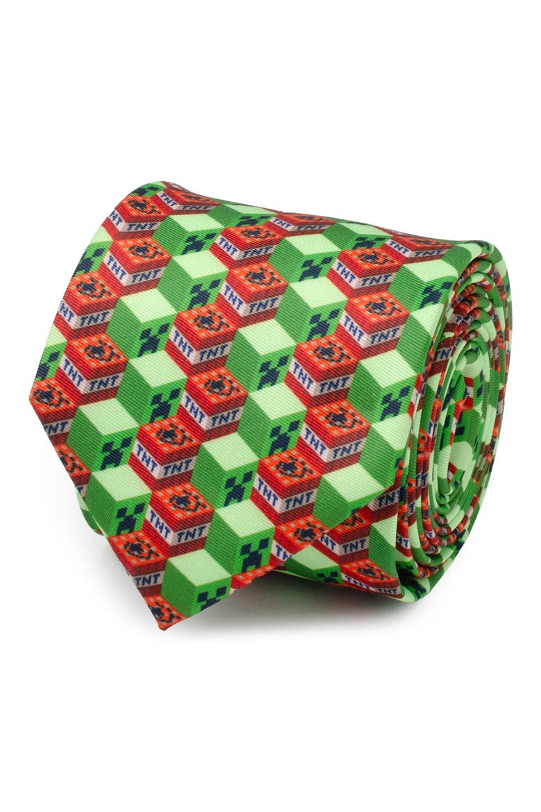 Minecraft Creeper TNT Isometric Tie, Alternate, color, GREEN