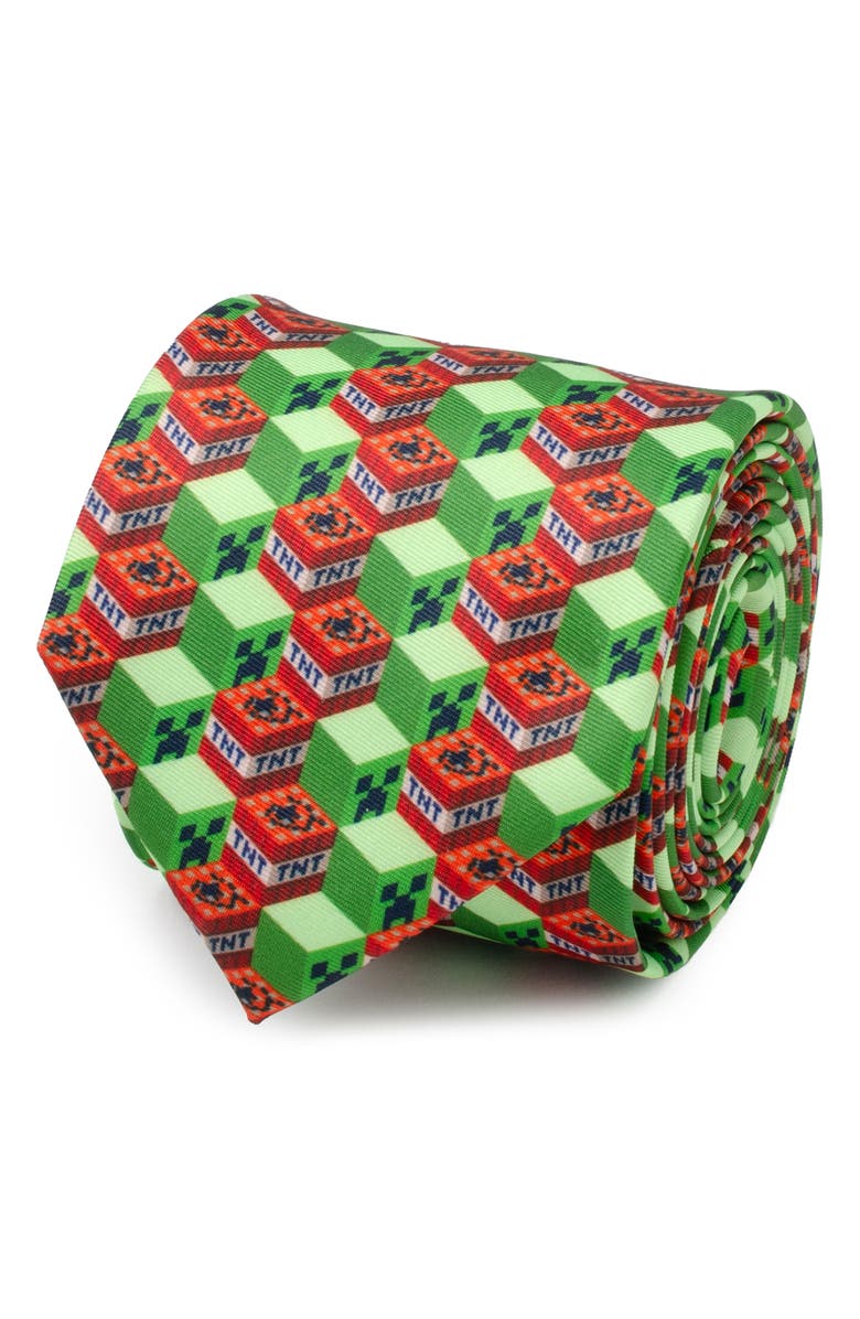 Cufflinks, Inc. Minecraft Creeper TNT Isometric Tie, Alternate, color, Green