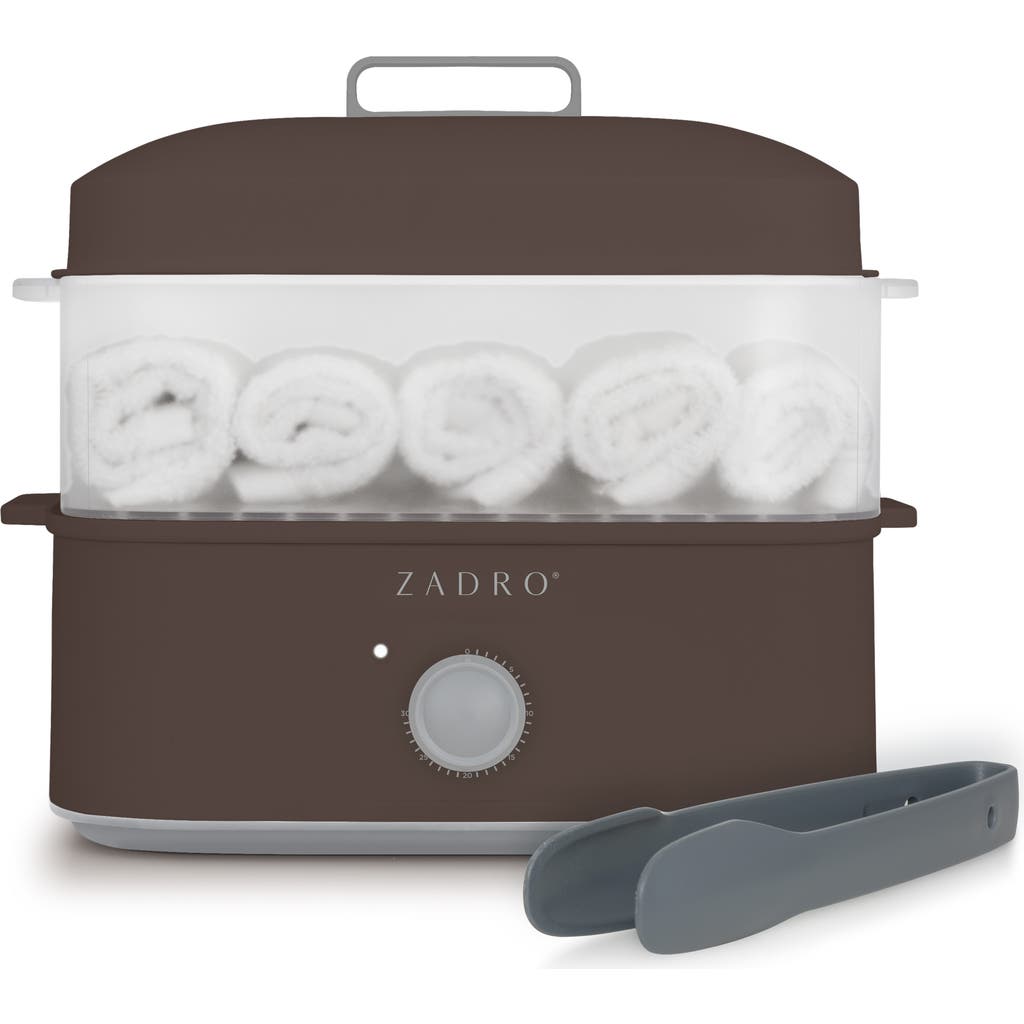 Zadro Countertop Towel Steamer With Tongs In Chocolate