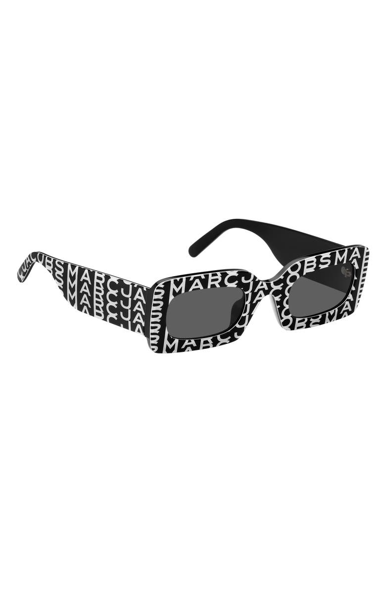 Marc Jacobs 50mm Rectangular Sunglasses, Alternate, color, Black White/ Grey