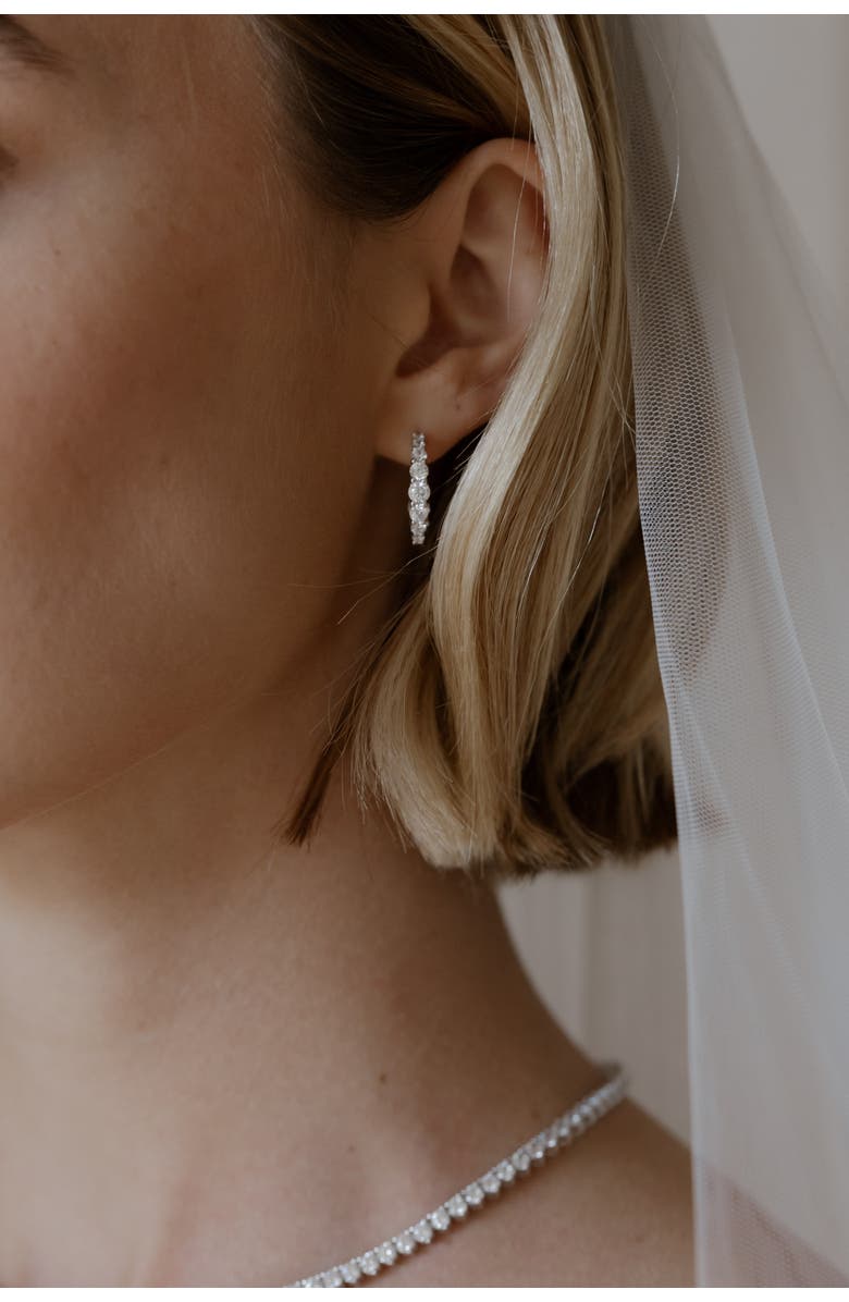 Untamed Petals Icon Crystal Hoops, Alternate, color, Silver