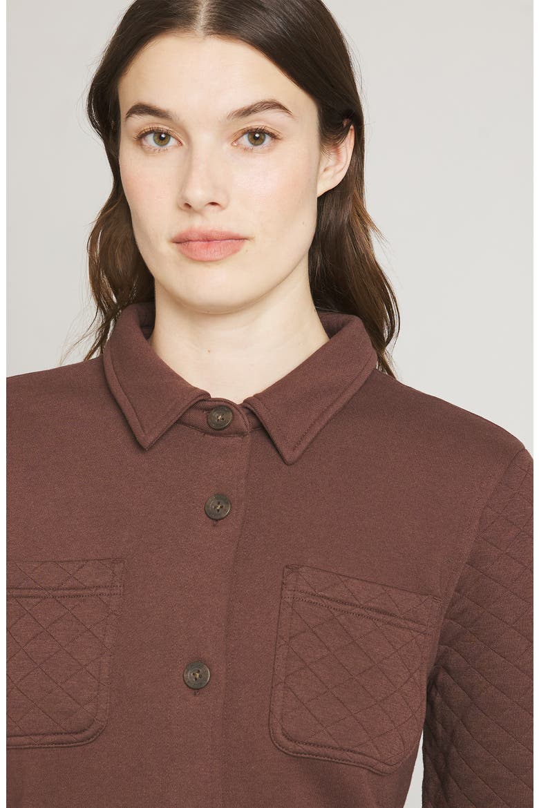 Quilted Button Down Shirt, Alternate, color, SHAVED CHOCOLATE