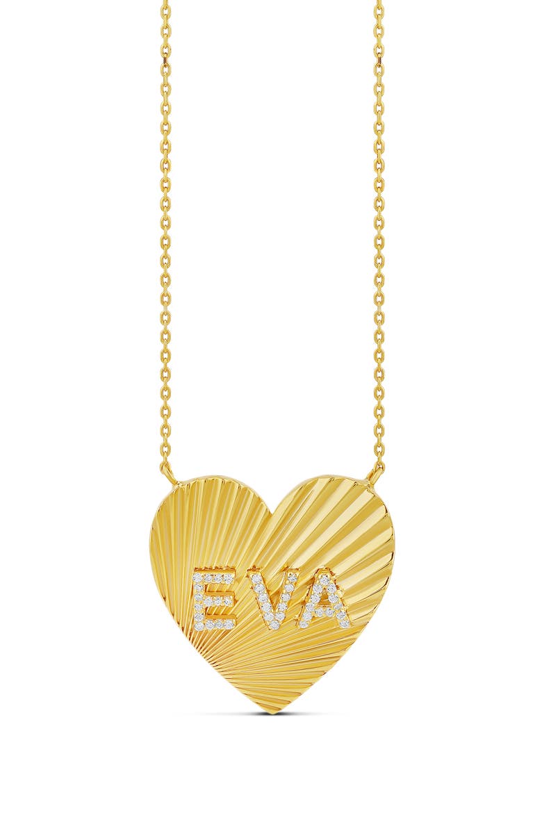 Fluted Heart Initial Pendant Necklace, Main, color, GOLD