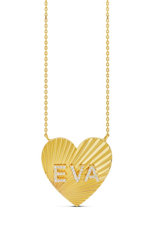 SHYMI Fluted Heart Initial Pendant Necklace in Gold 