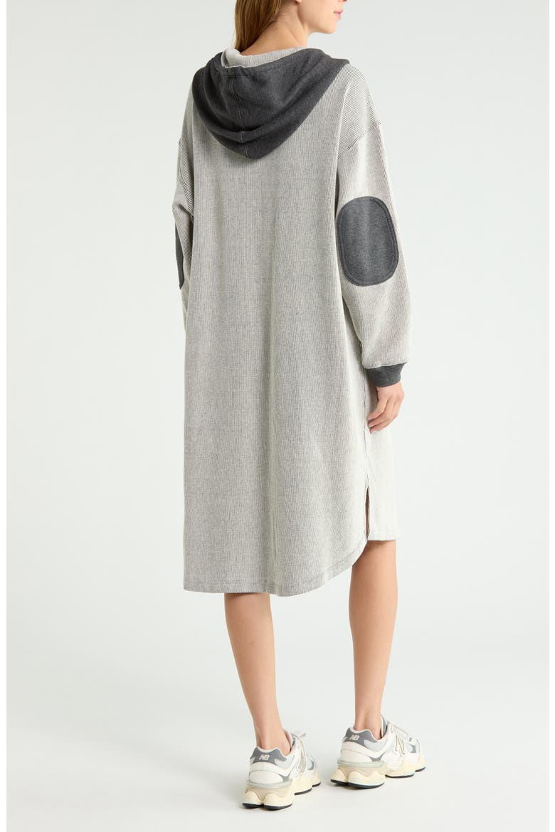 Tomorrows Ribbed Cotton Blend Longline Hoodie, Alternate, color, DARK HEATHER GREY CO