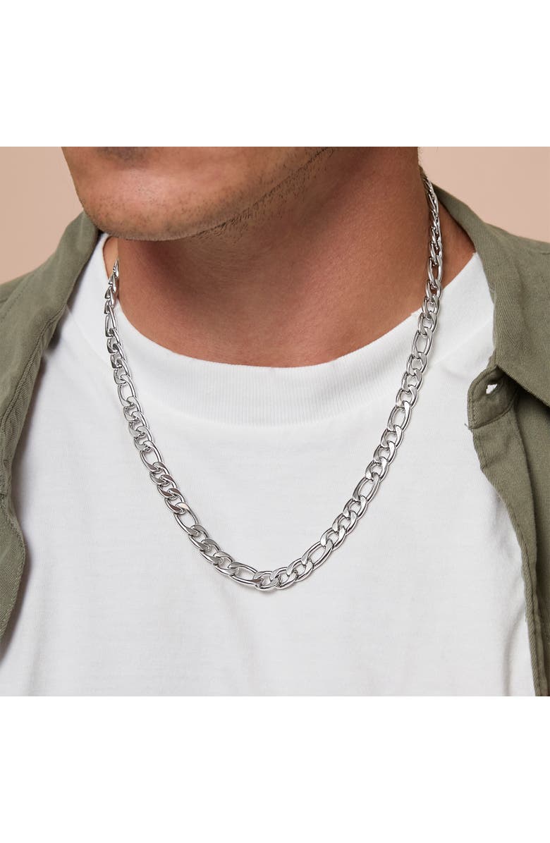 Lucky Brand Stainless Steel Figaro Chain & Bracelet Set, Alternate, color, 48