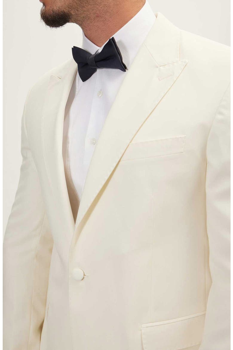 Trim Fit Peak Lapel Wool & Silk Tuxedo, Alternate, color, WHITE