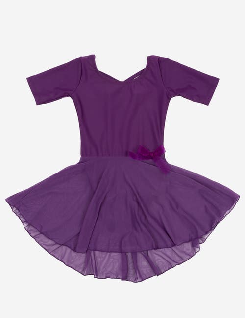 Leveret Girls Short Sleeve Skirted Leotard In Purple