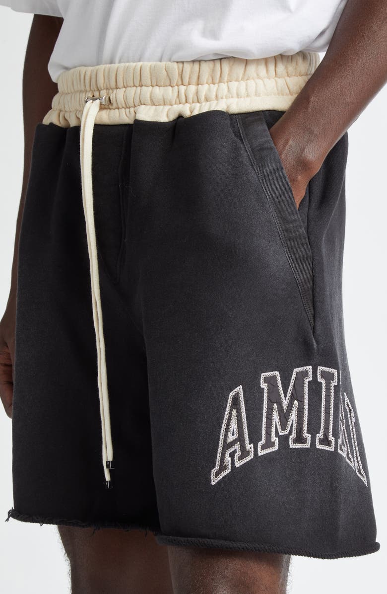 AMIRI Collegiate Cutoff Cotton Fleece Shorts, Alternate, color, Black