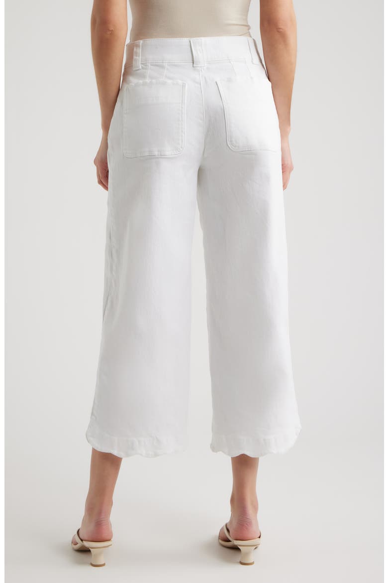 Scallop Patch Pocket High Waist Crop Wide Leg Twill Pants, Alternate, color, OPTIC WHITE