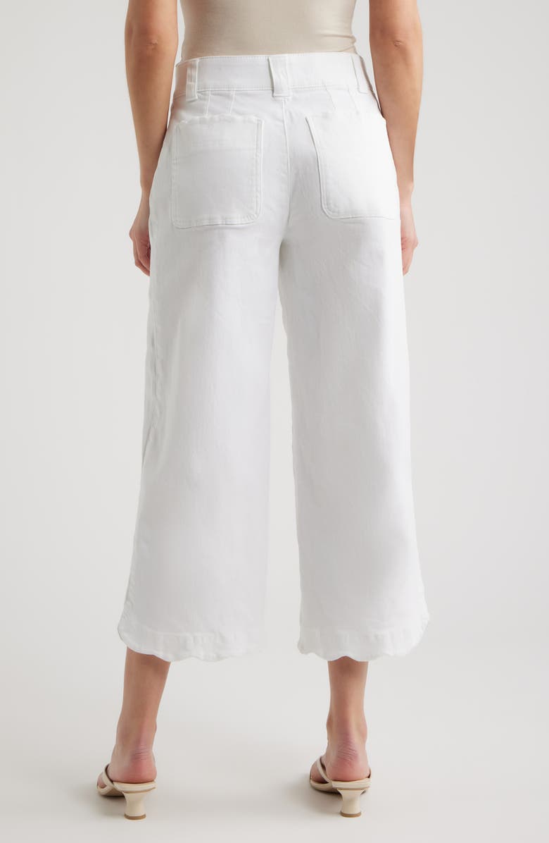Wit & Wisdom Scallop Patch Pocket High Waist Crop Wide Leg Twill Pants, Alternate, color, Optic White