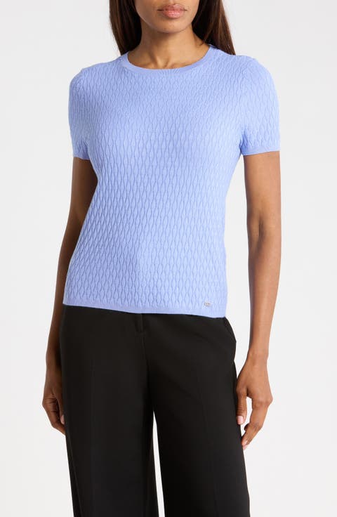 Textured Short Sleeve Sweater