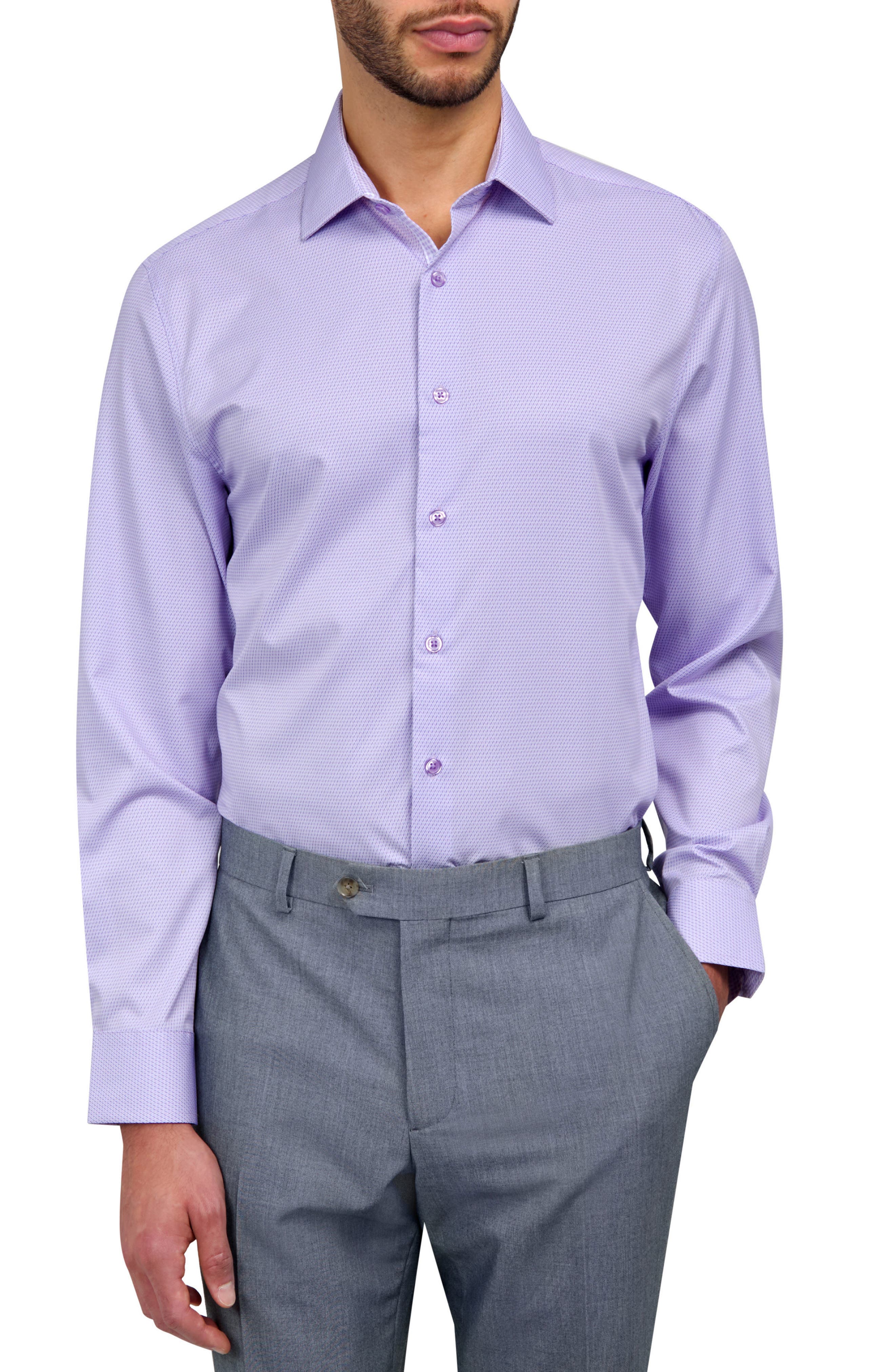 W.R.K Slim Fit Broken Stripe Print Recycled Performance Stretch Dress Shirt
