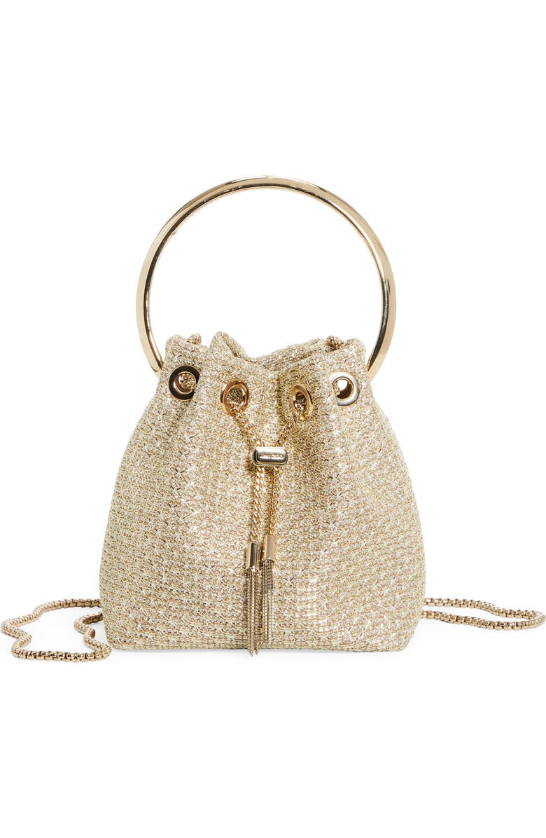 Jimmy Choo Bon Bon Woven Metallic Top Handle Bag, Main, color,
