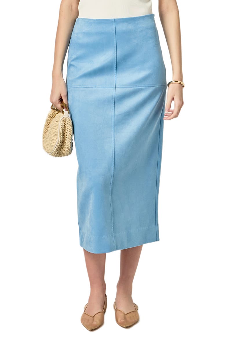 English Factory Faux Suede Midi Skirt, Main, color, Slate Blue