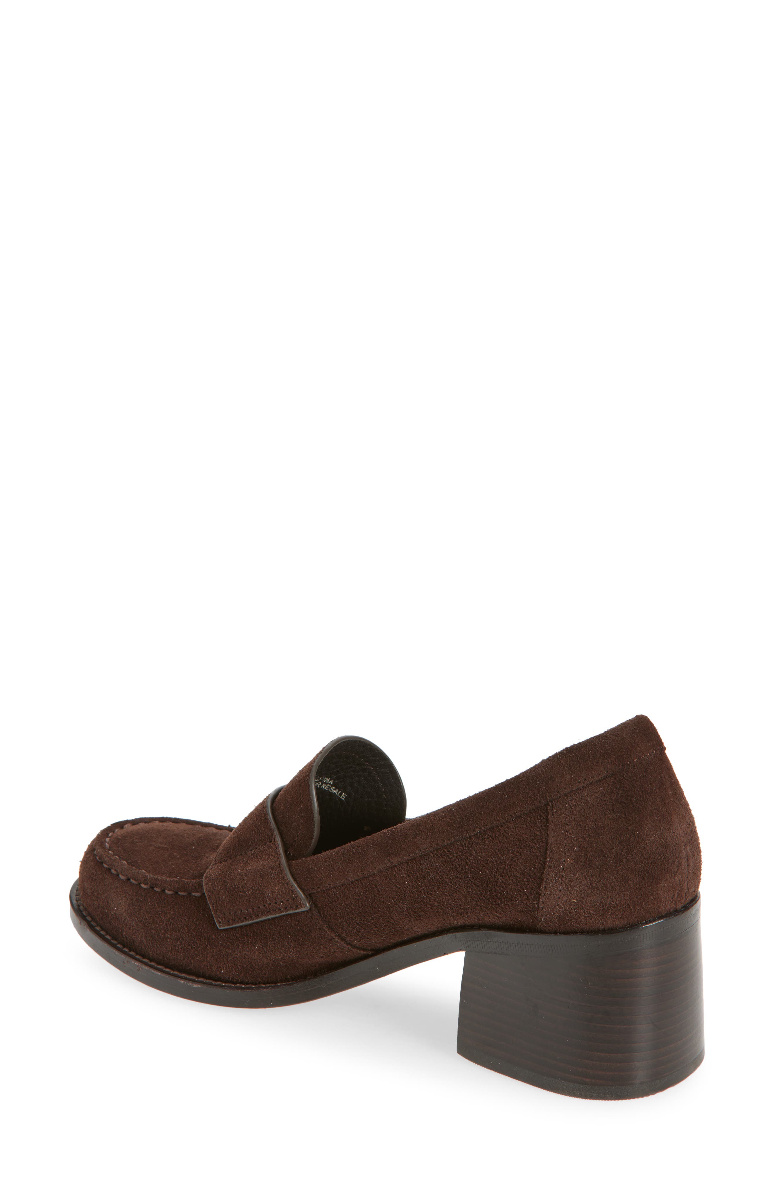 Double T Logo Loafer Pump, Alternate, color, DARK COCOA