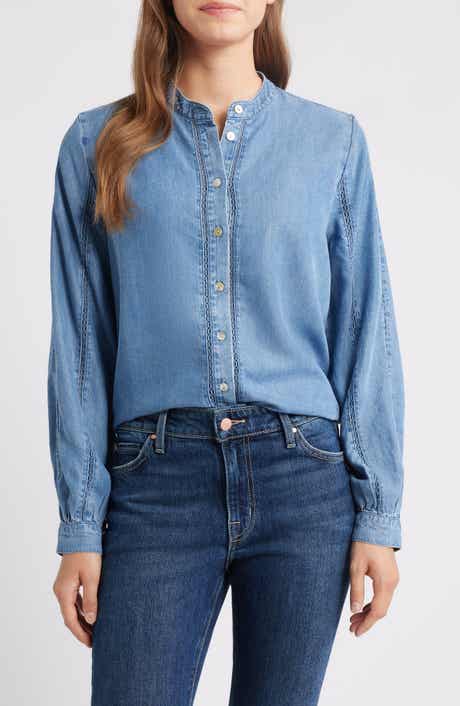 Cloth & Stone Lace Trim Denim Shirt