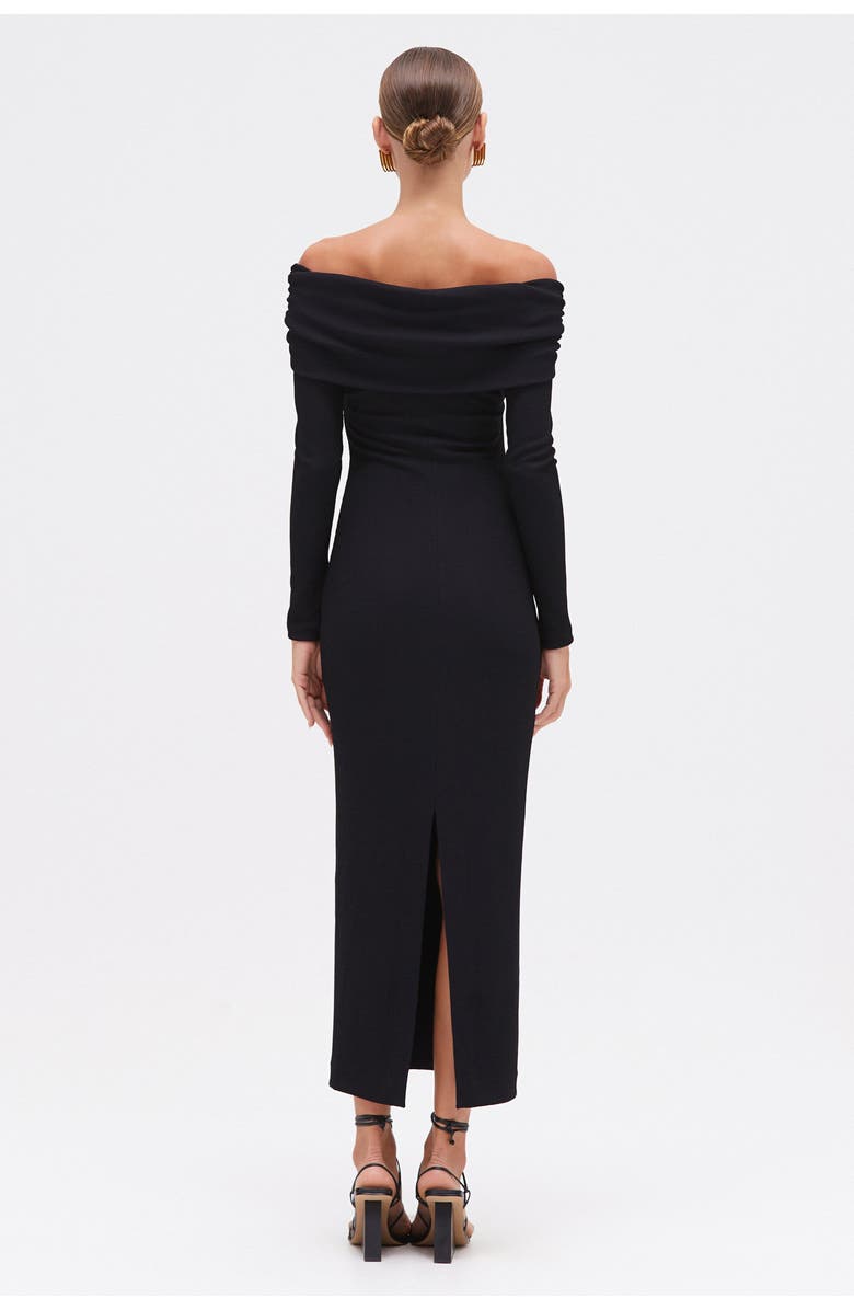 PatBO Grace Knit Draped Midi Dress, Alternate, color, Black