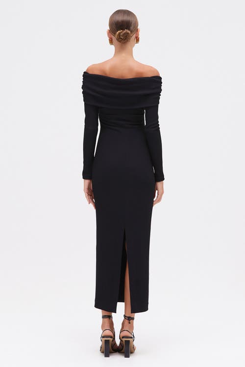 Patbo Grace Knit Draped Midi Dress In Black