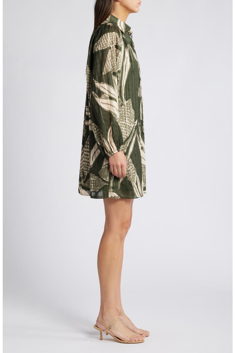 Elisa Print Long Sleeve Shirtdress, Alternate, color, OLIVE/ SAGE