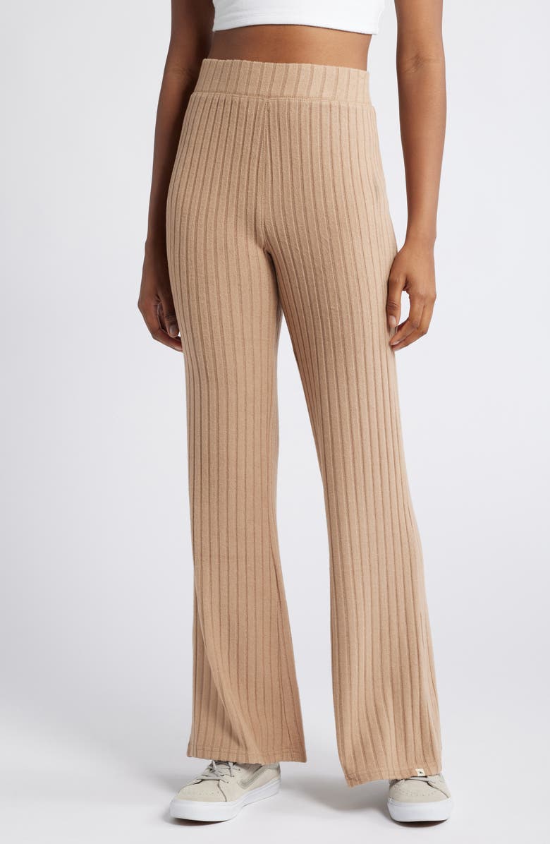Rip Curl Cosy Rib Flare Pants, Main, color, Beige