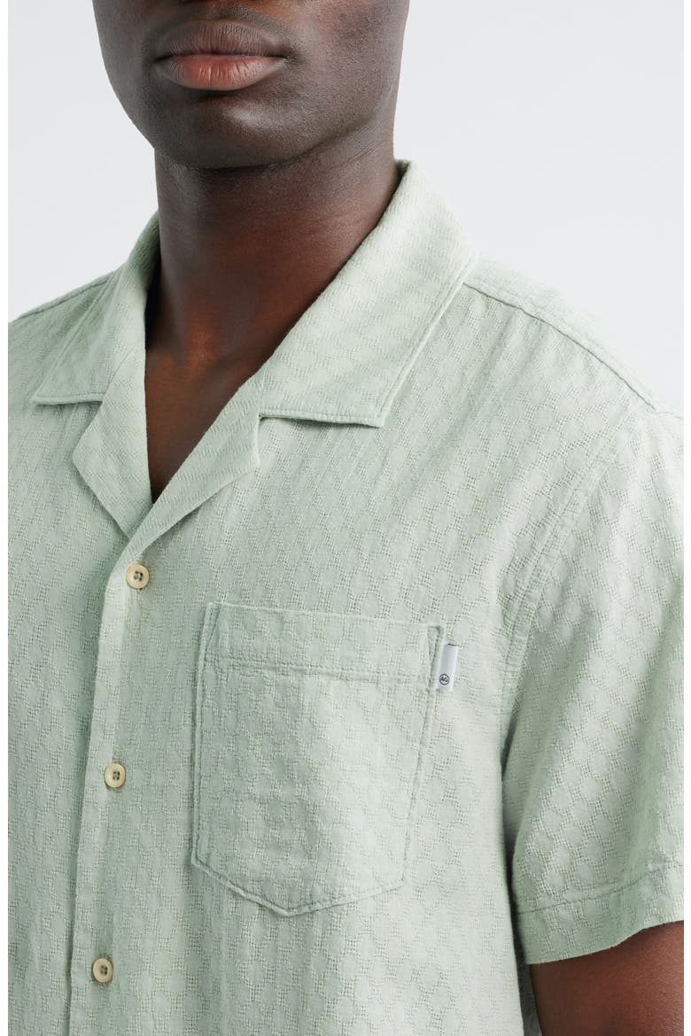 Foster Cotton & Linen Blend Camp Shirt, Alternate, color, LIME ZEST