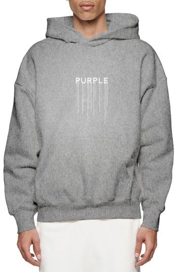 Purple Brand Oversize Drip Logo Heavyweight Fleece Hoodie In Gray