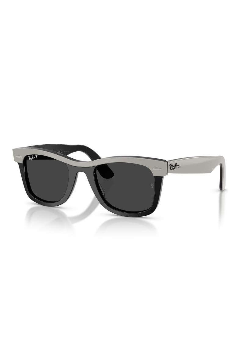 50mm Wayfarer Polarized Square Sunglasses, Alternate, color, GREY ON BLACK / POLAR BLACK