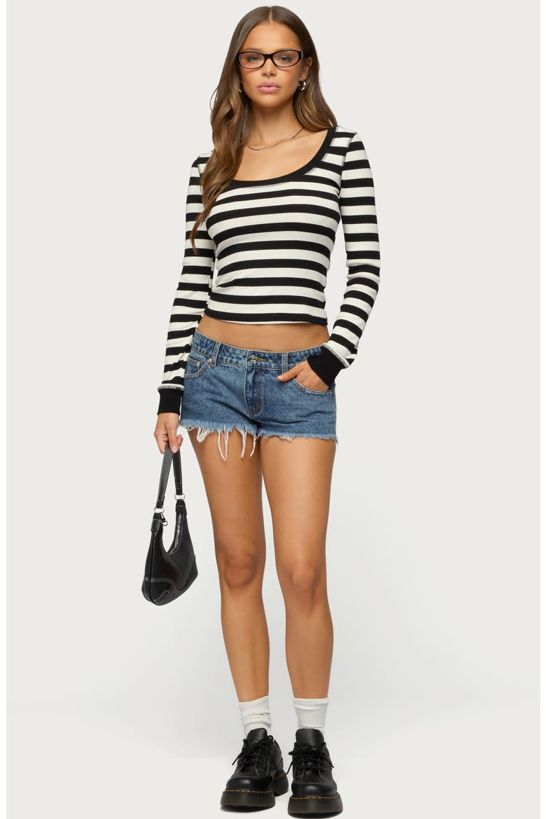 Rainey Stripe Scoop Neck Long Sleeve Top, Alternate, color, BLACK-AND-WHITE