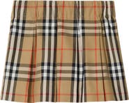 Burberry Pleated Check Cotton Skirt