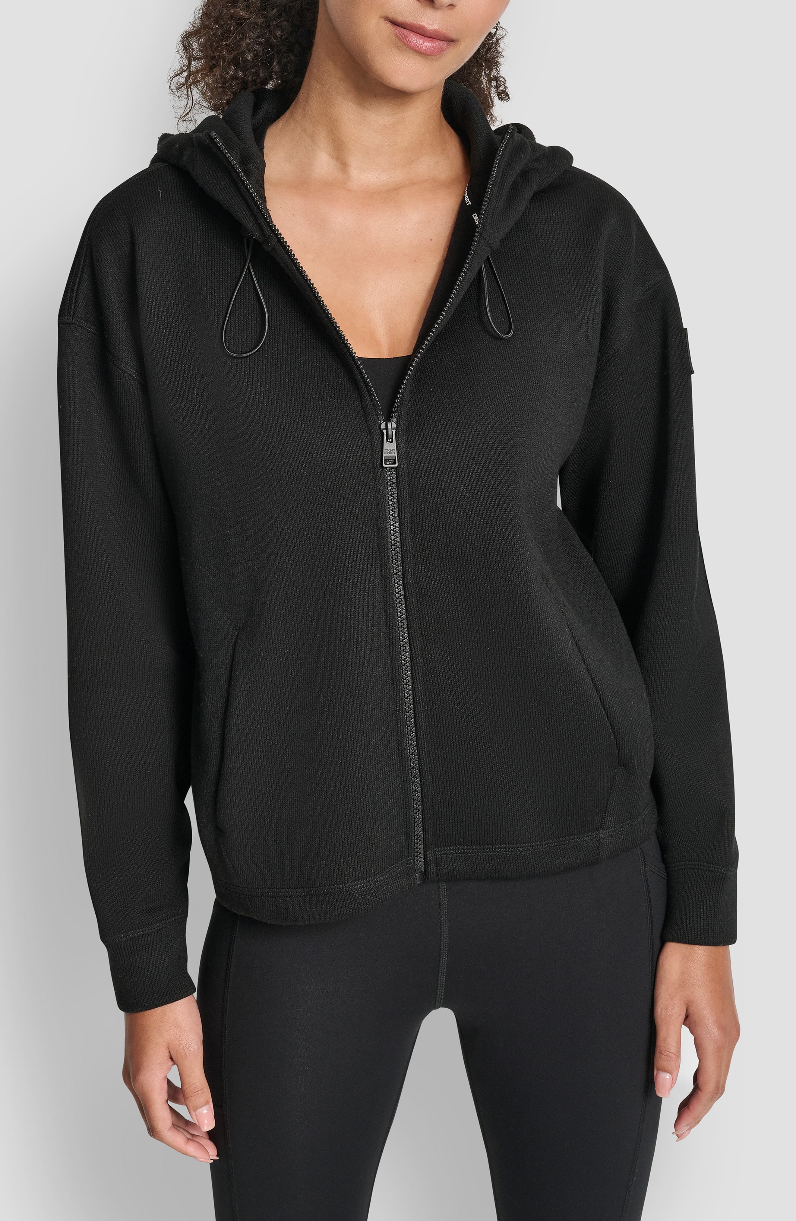 DKNY Logo Patch Full Zip Hoodie