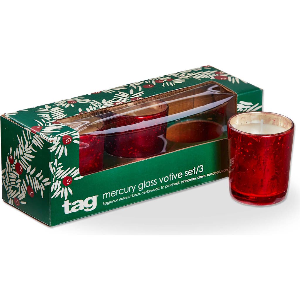 Tag Winter Bonfire Scented Mercury Votive Candle Red Wax In Multi