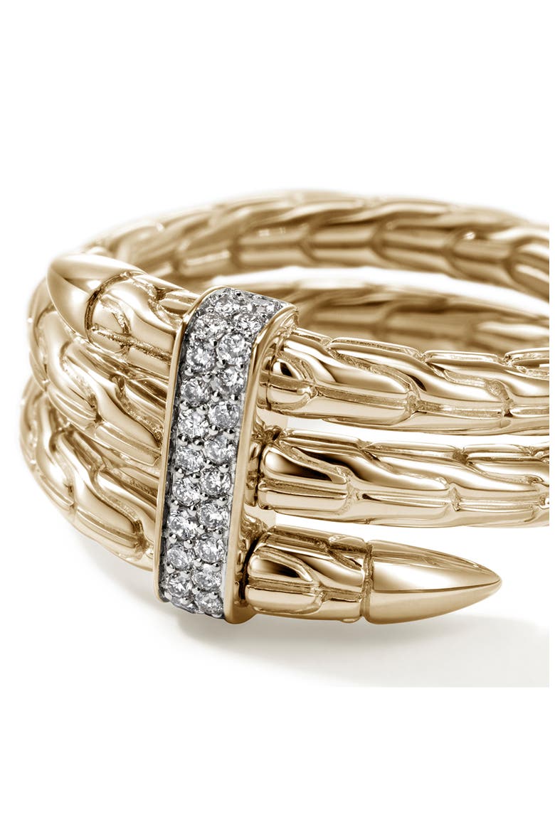Spear 14K Gold Diamond Pave Double Wrap Ring, Alternate, color, GOLD