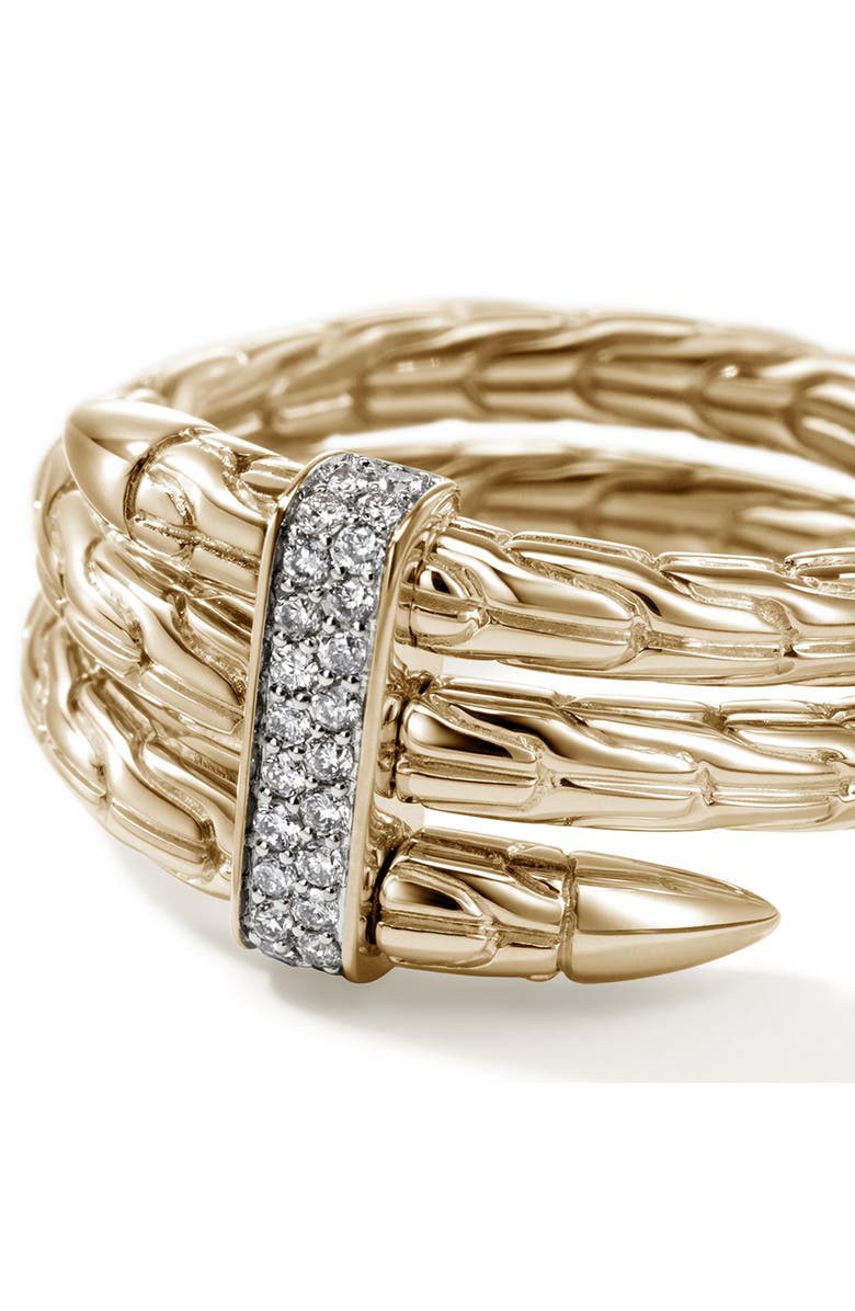 John Hardy Spear 14K Gold Diamond Pave Double Wrap Ring, Alternate, color, Gold