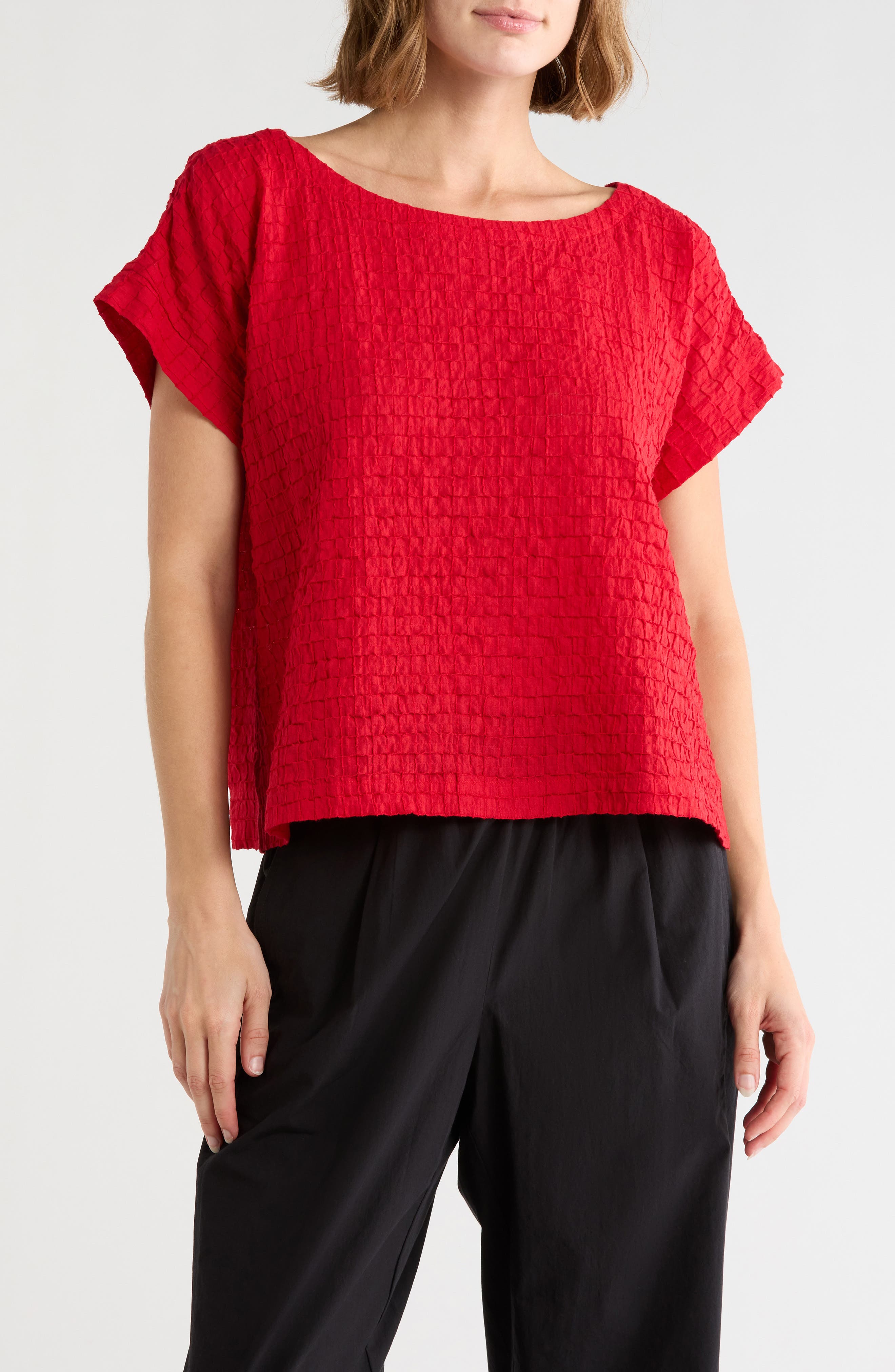 Boxy Boat Neck Organic Cotton Blend Top