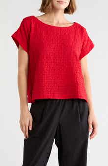 Boxy Boat Neck Organic Cotton Blend Top