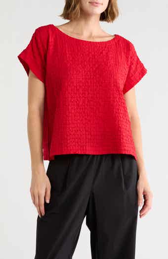 Boxy Boat Neck Organic Cotton Blend Top