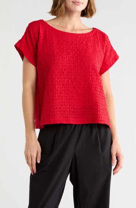 Boxy Boat Neck Organic Cotton Blend Top