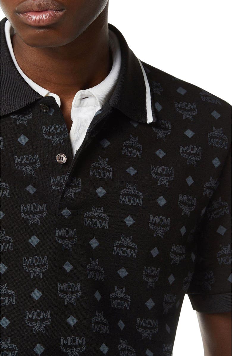 MCM Monogram Jacquard Polo Shirt, Alternate, color, Black