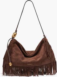 Donna Karan New York Velvet Suede Fringe Large Shoulder