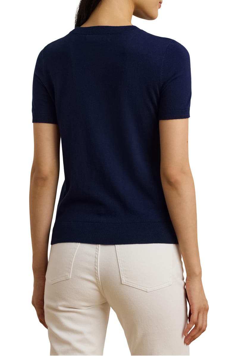 Lauren Ralph Lauren Intarsia Anchor Short Sleeve Cotton & Modal Sweater, Alternate, color, 