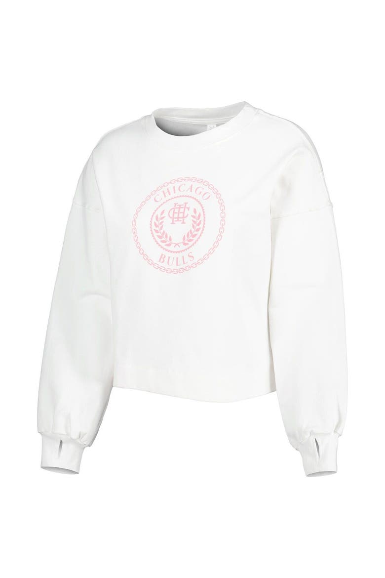 Women's Lusso White Chicago Bulls Lola Ball and Chain Pullover Sweatshirt, Alternate, color, White