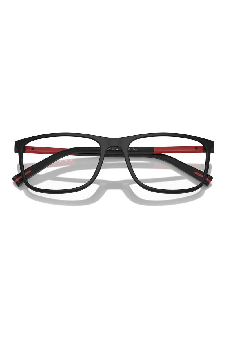57mm Rectangular Optical Glasses, Alternate, color, BLACK RUBBER