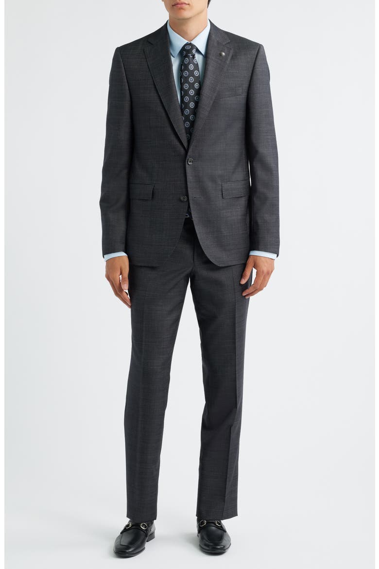 Esprit Contemporary Fit Charcoal Grey Mélange Wool Suit, Main, color, CHARCOAL
