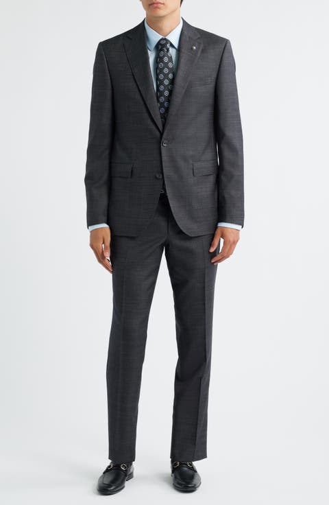 Esprit Charcoal Grey Mélange Wool Suit (Regular, Short & Long)