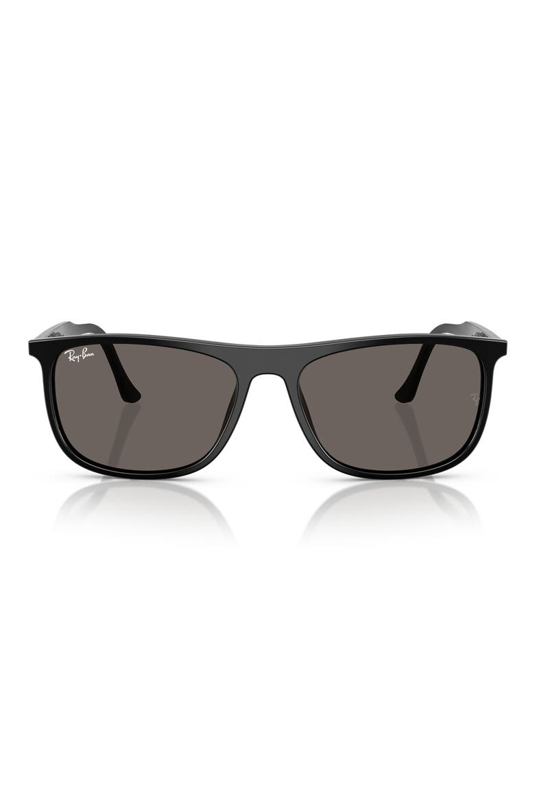 58mm Gradient Rectangular Sunglasses, Main, color, BLACK