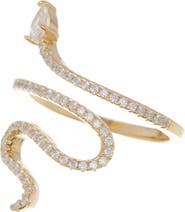 Adornia 14K Gold Plated Swarovski Crystal Accented Winding Snake Ring