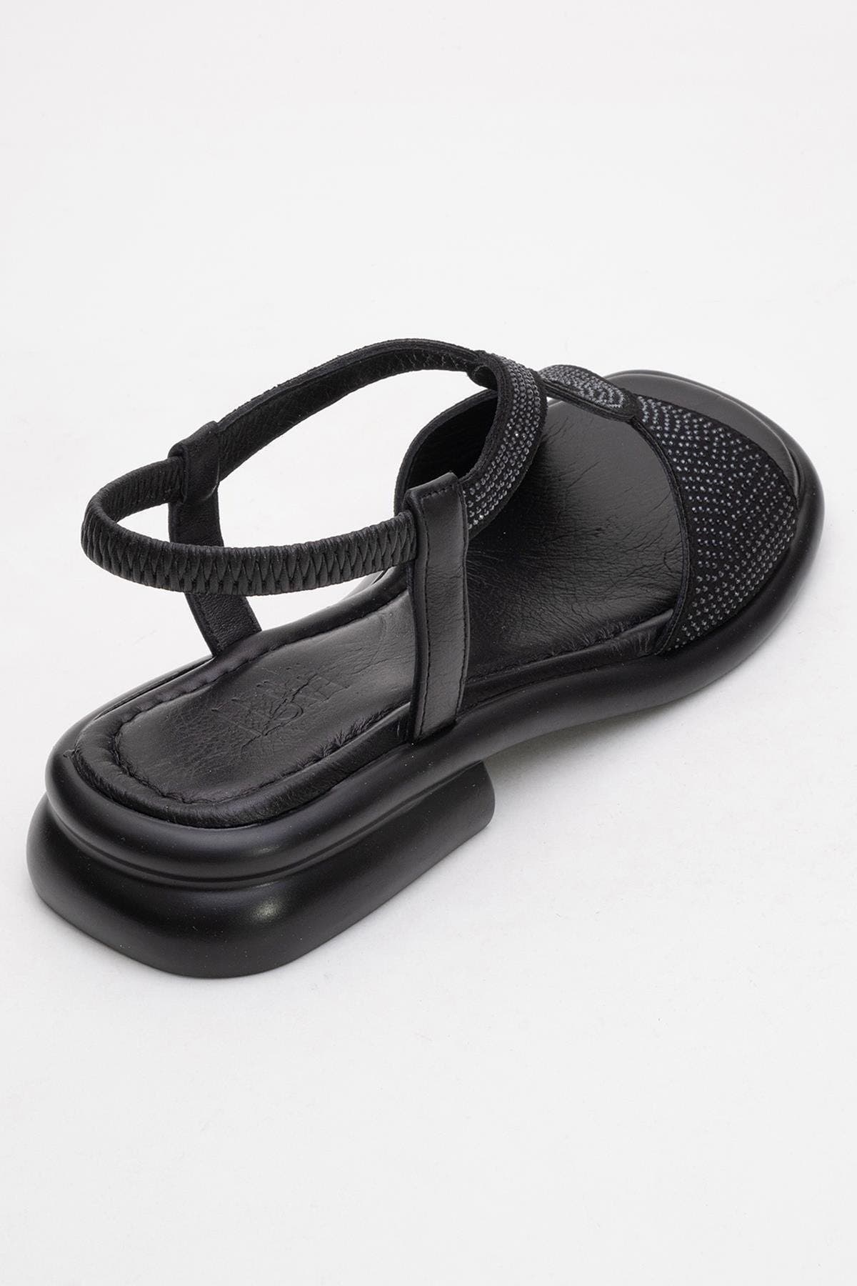 Forever 
Always Shoes Sieglinde Embellished Leather Sandal, Alternate, color, Black Leather