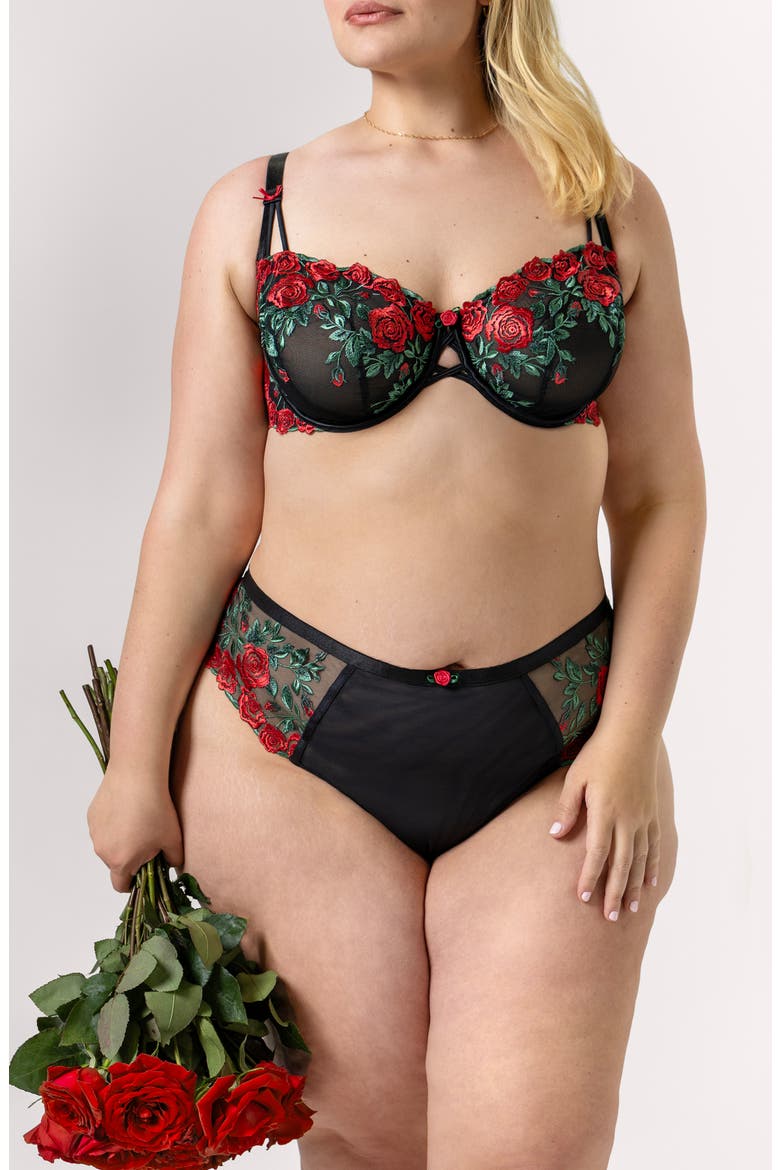 Floral Embroidered Strappy Back Briefs, Alternate, color, ROSE GARDEN EMBROIDE